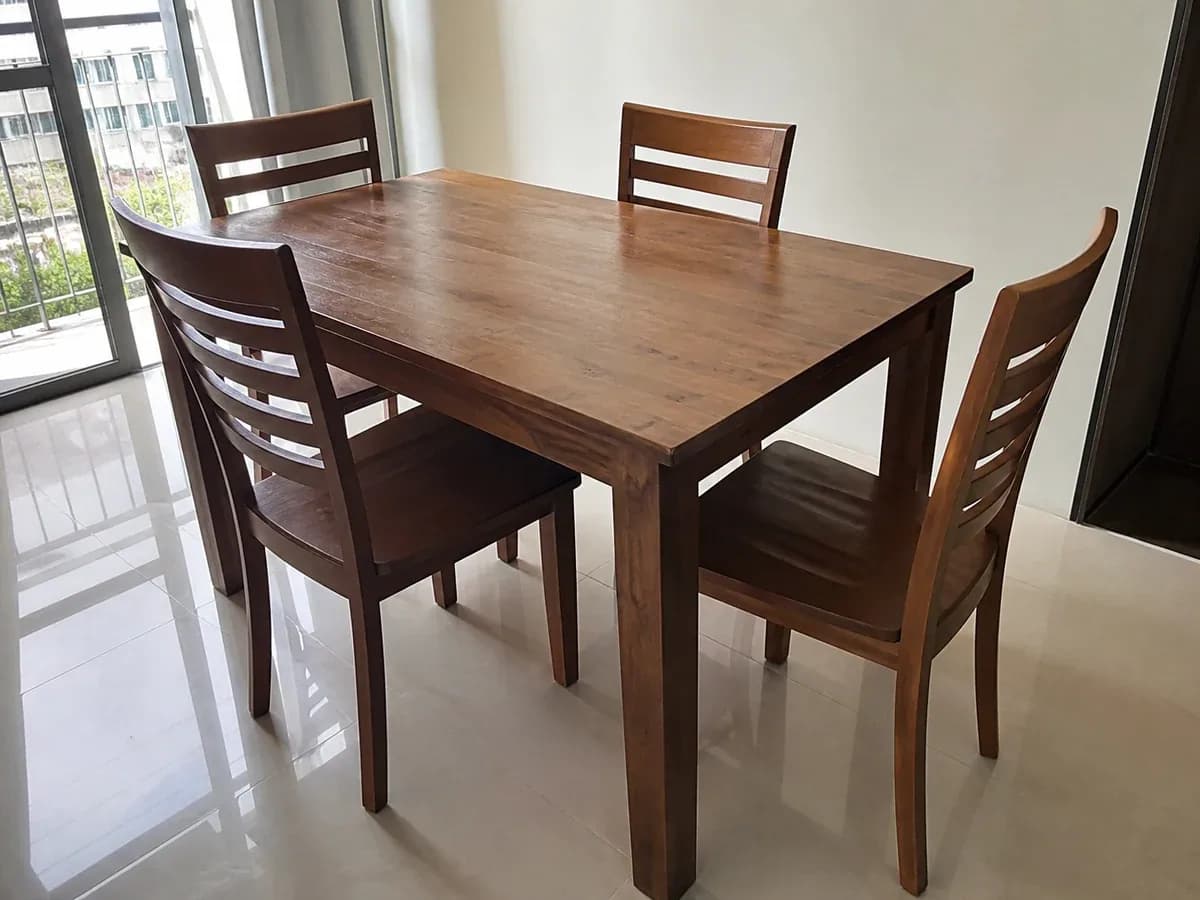Solid Acacia Dining Table with Four Chairs sample listing photo