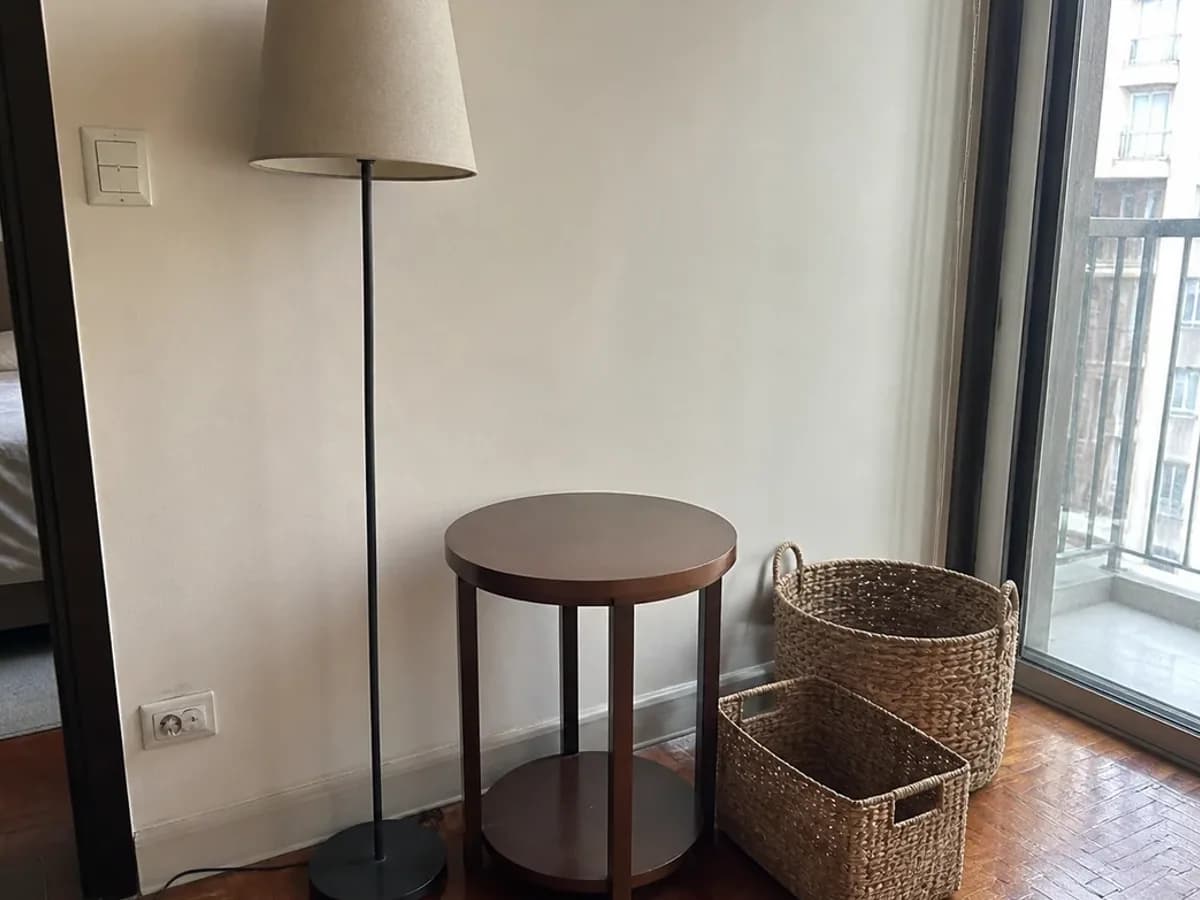 Floor Lamp, Side Table and Woven Basket Set detail photo