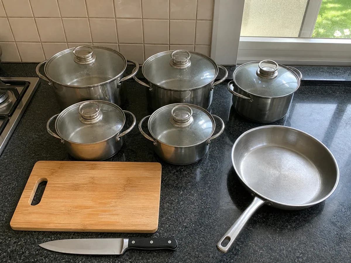 Stainless Cookware and Knife Set sample listing photo