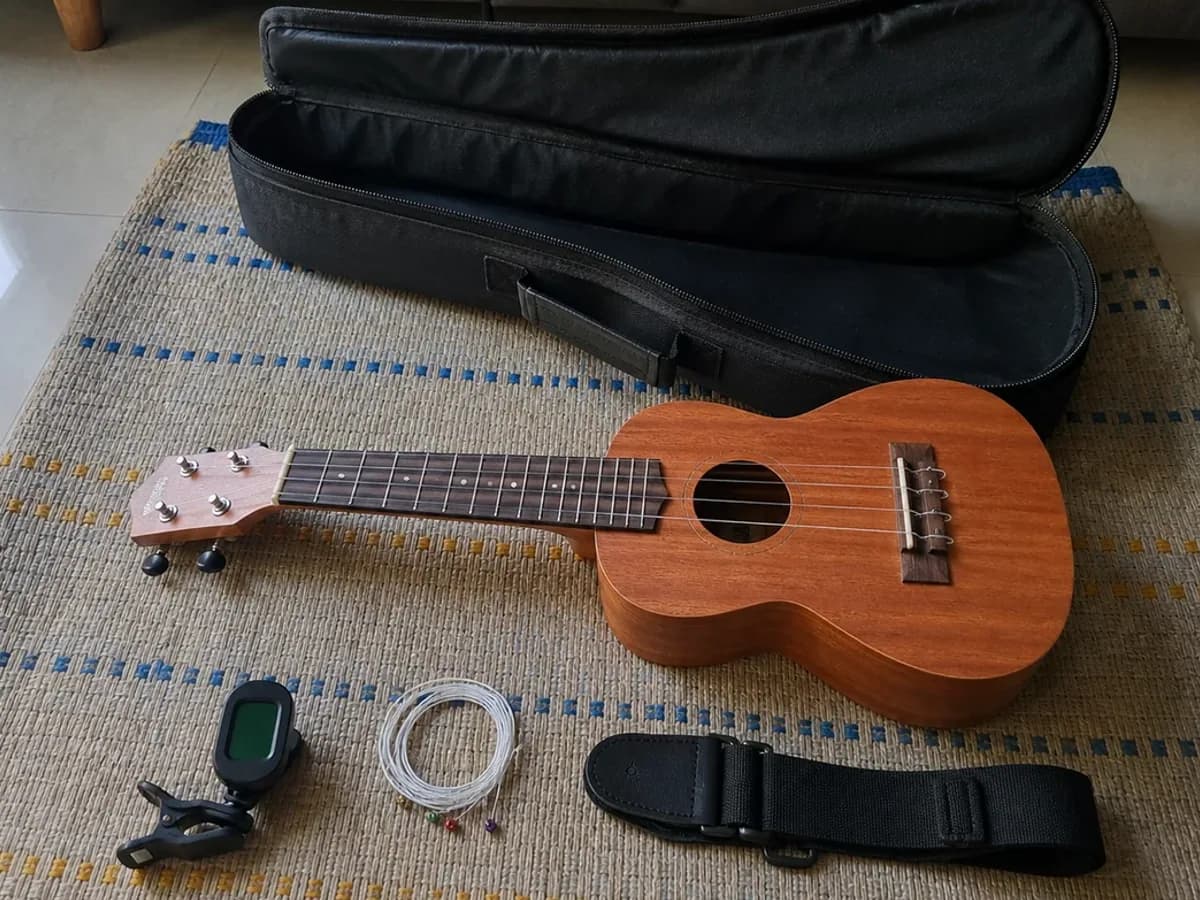 Ukulele with Padded Travel Case detail photo