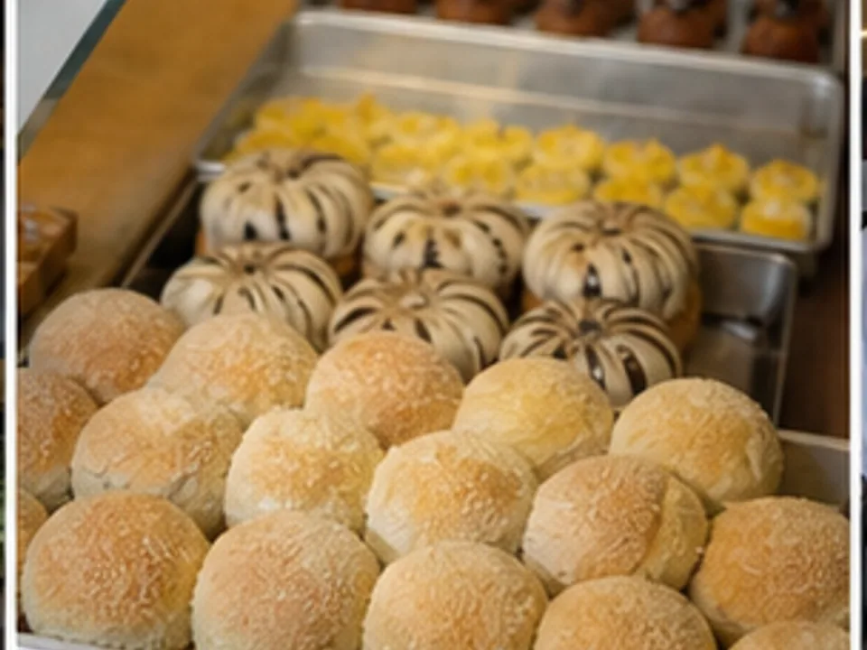 fresh local breads, pastries, bakery counter, and daily production