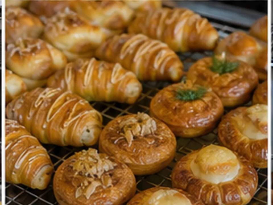fresh local breads, pastries, bakery counter, and daily production