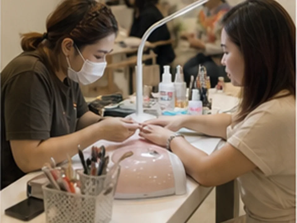 manicure, pedicure, gel polish, nail art, and sanitized equipment