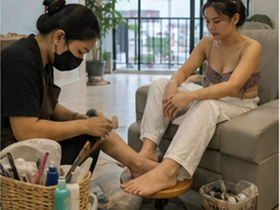 manicure, pedicure, gel polish, nail art, and sanitized equipment